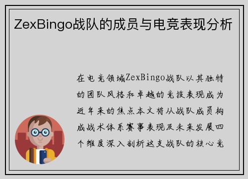 ZexBingo战队的成员与电竞表现分析